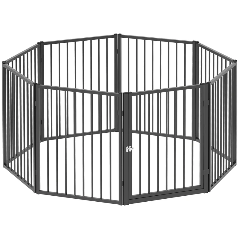Pawhut Parque Para Perros De 8 Paneles 60x76 Cm Para Interior Y Exterior Negro