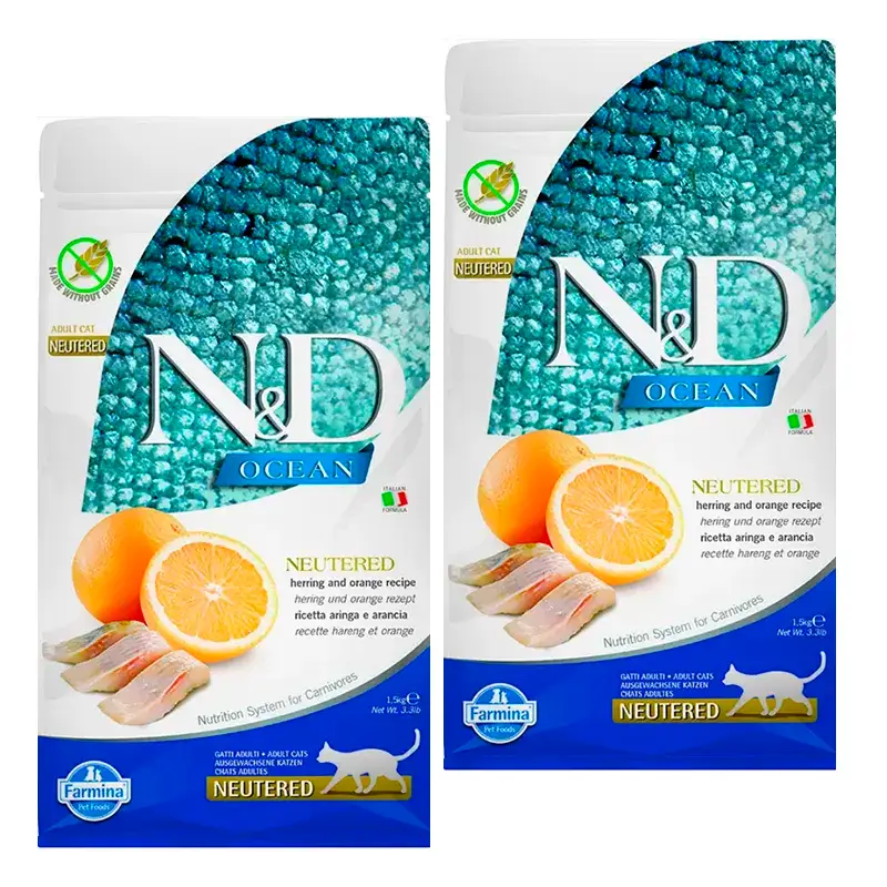 Farmina N&D Cat Ocean Neutered pienso para gatos, Pack 2 x 1,5Kg