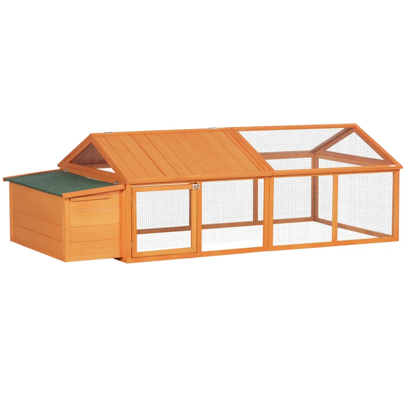 Pawhut Gallinero De Madera De 2 Pisos Para 4-8 Gallinas 240x112,5x76 Cm Natural