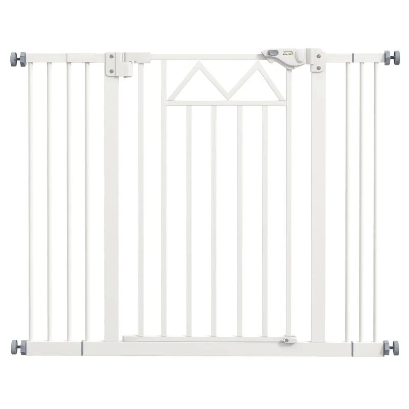 Pawhut Barrera De Seguridad Extensible Con Cierre Automático 74-100x76 Cm Blanco