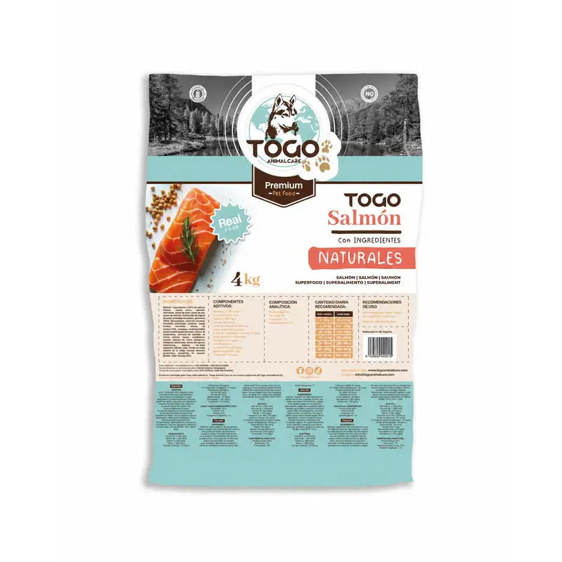 Togo Ração Natural de Salmão Hipoalergénica, 4 kg