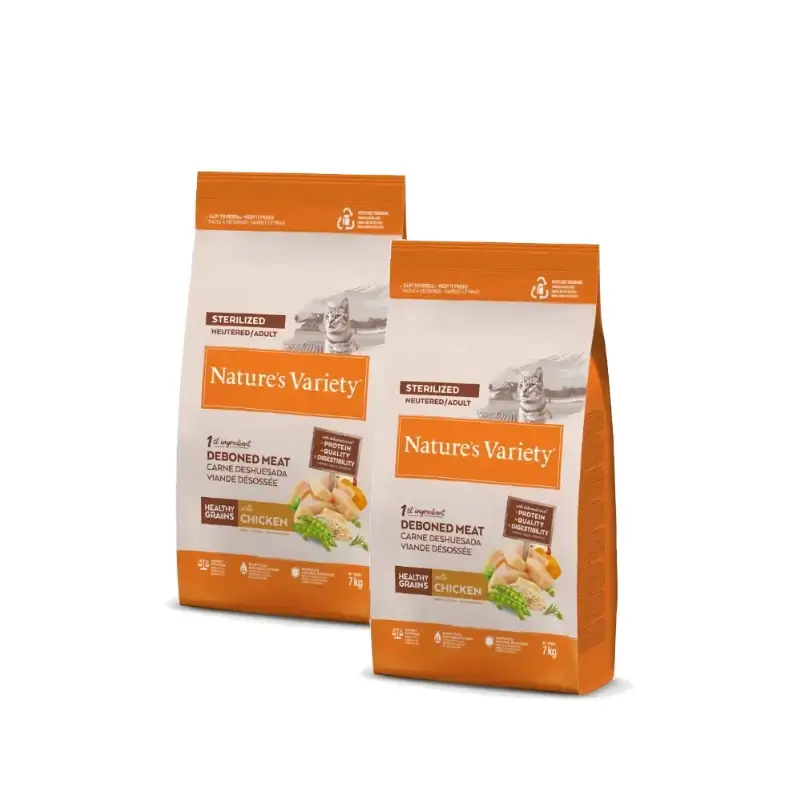 Nature'S Variety Cat Healthy Grain Sterilized Frango, Embalagem de 2 x 7 kg
