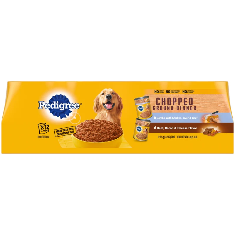 PEDIGREE CHOPPED GROUND DINNER Adult Canned Soft Wet Dog Food Variety Pack