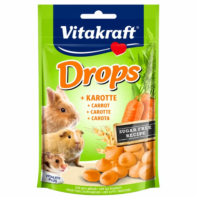 Vitakraft Drops de Cenoura para Roedores 9x75 gramas