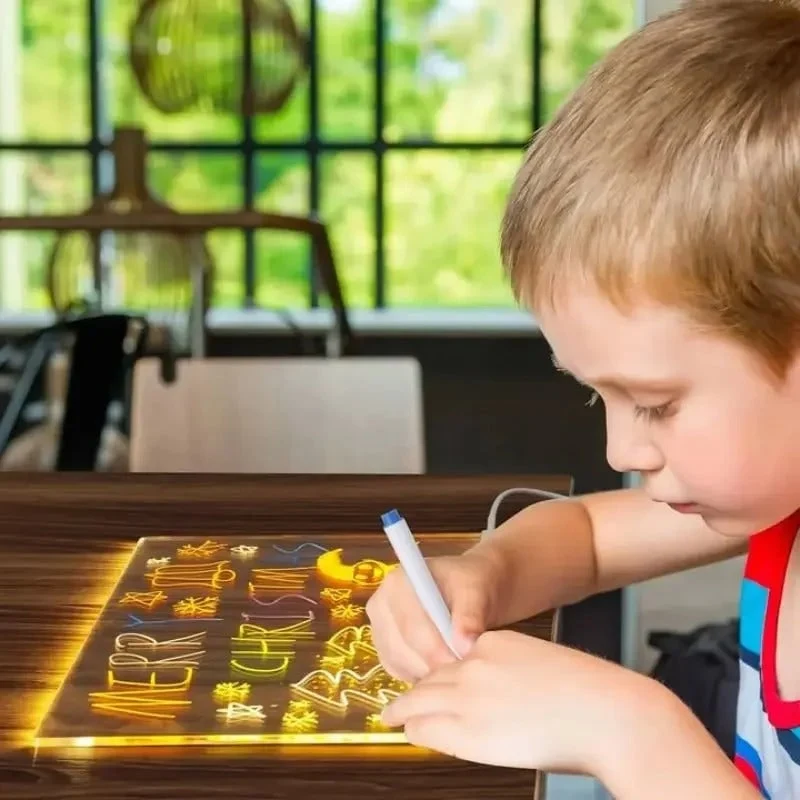 Acrylic LED Dry-Erase Drawing Board for Children with Stand and USB Power