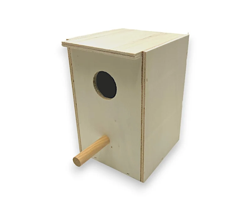 Nido vertical para Agapornis, 16 x 16 x 24 cm (profundidad x ancho x alto).