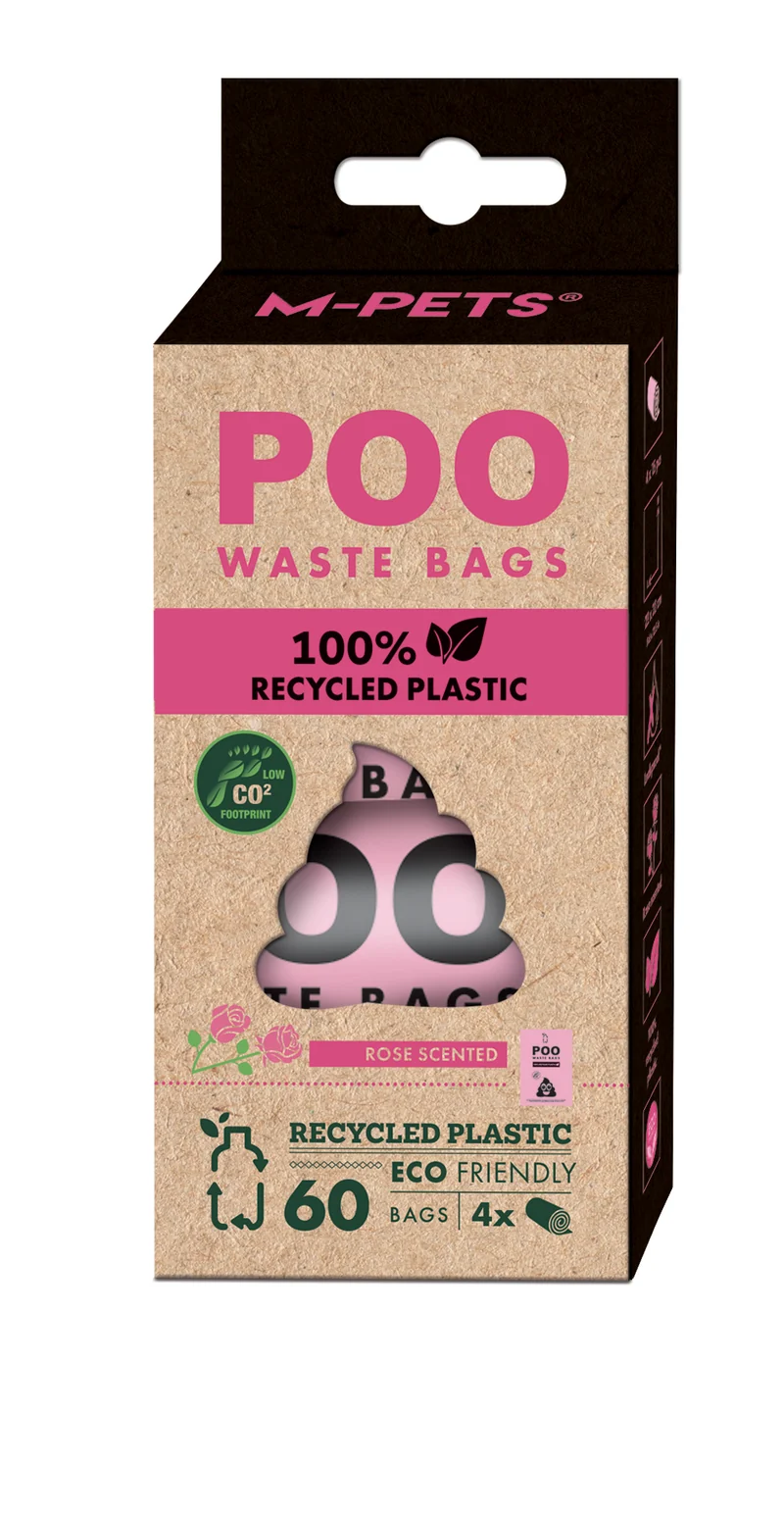 Bolsas Ecológicas para Desechos POO 100% Reciclado – Esencia a Rosa | M-PETS