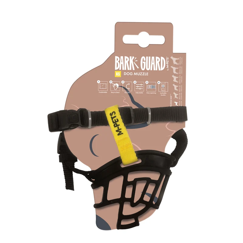 Bozal Tipo Canasta BARK GUARD para Perro Negro y Amarillo | M‑PETS®