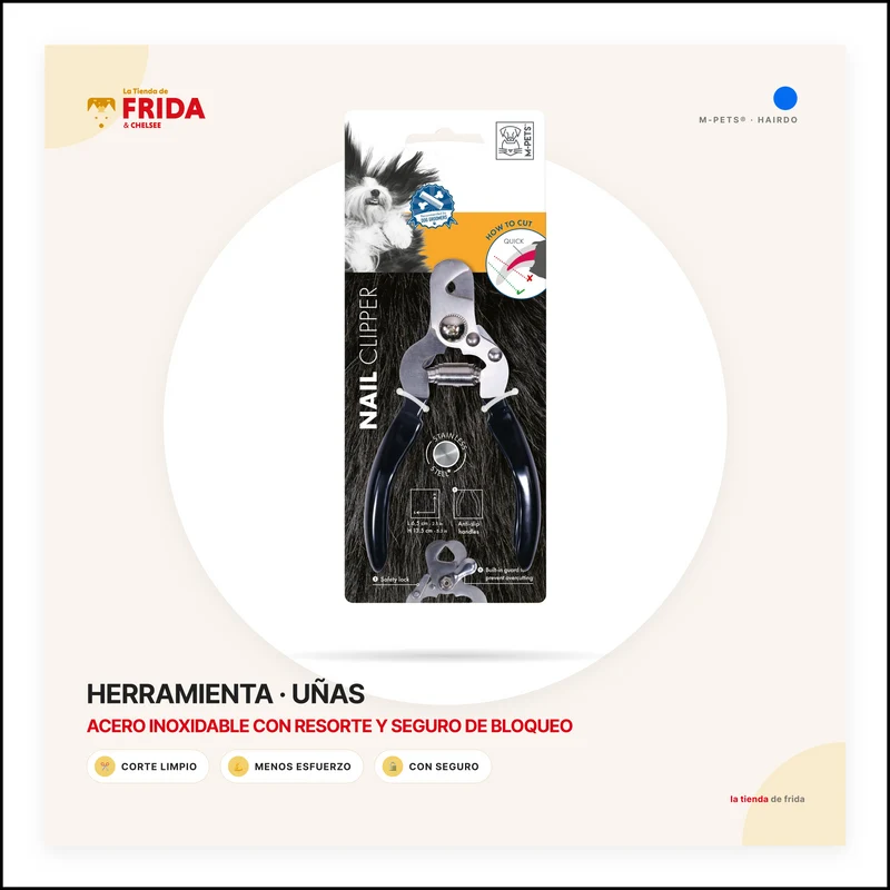 Cortauñas de Acero Inoxidable con Resorte HAIRDO para Perros | M‑PETS®