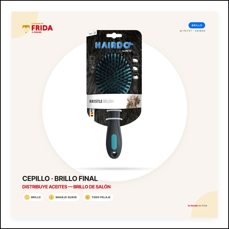 Cepillo de Cerdas Naturales (Bristle Brush) HAIRDO para Perros | M‑PETS®