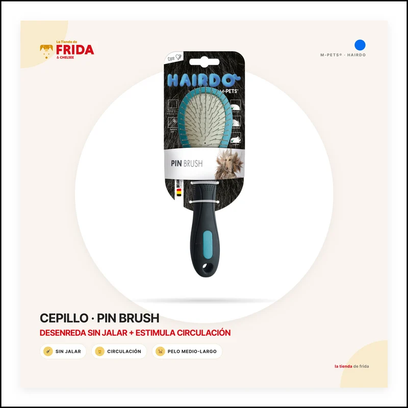 Cepillo de Puntas Redondeadas (Pin Brush) HAIRDO para Perros | M‑PETS®
