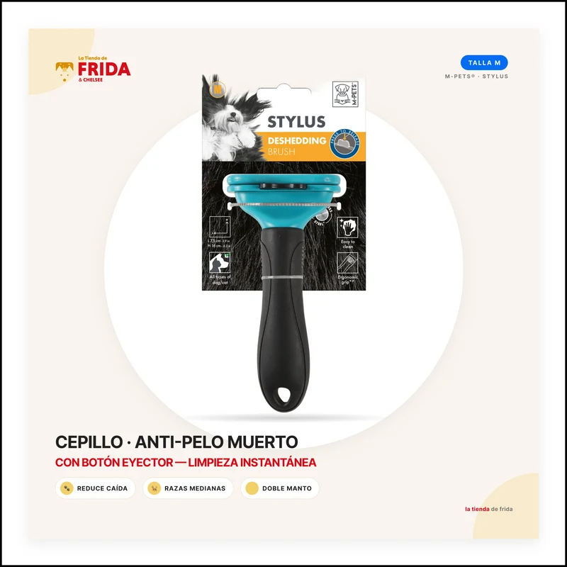 Cepillo Deslanador STYLUS con Botón Eyector para Perros | M‑PETS®