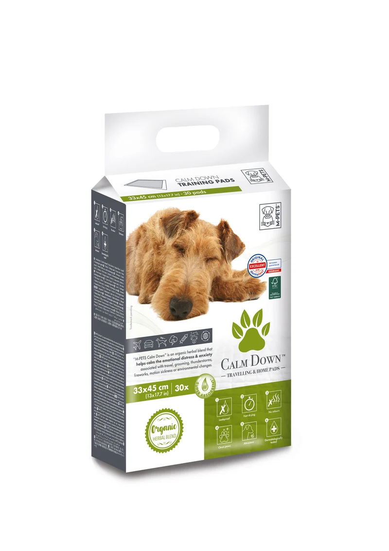 Tapetes Entrenadores Calm Down para Viaje y Hogar con Hierbas Orgánicas Relajantes para Perros | M‑PETS®