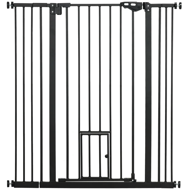 Pawhut Barrera De Seguridad Para Perros Con 1 Puerta 74-101x104,1 Cm Negro