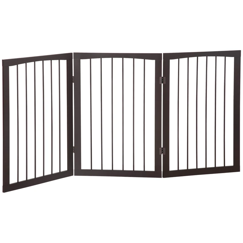 Pawhut Barrera De Seguridad Plegable Perros Pequeños 160x76 Cm Para Puertas Café