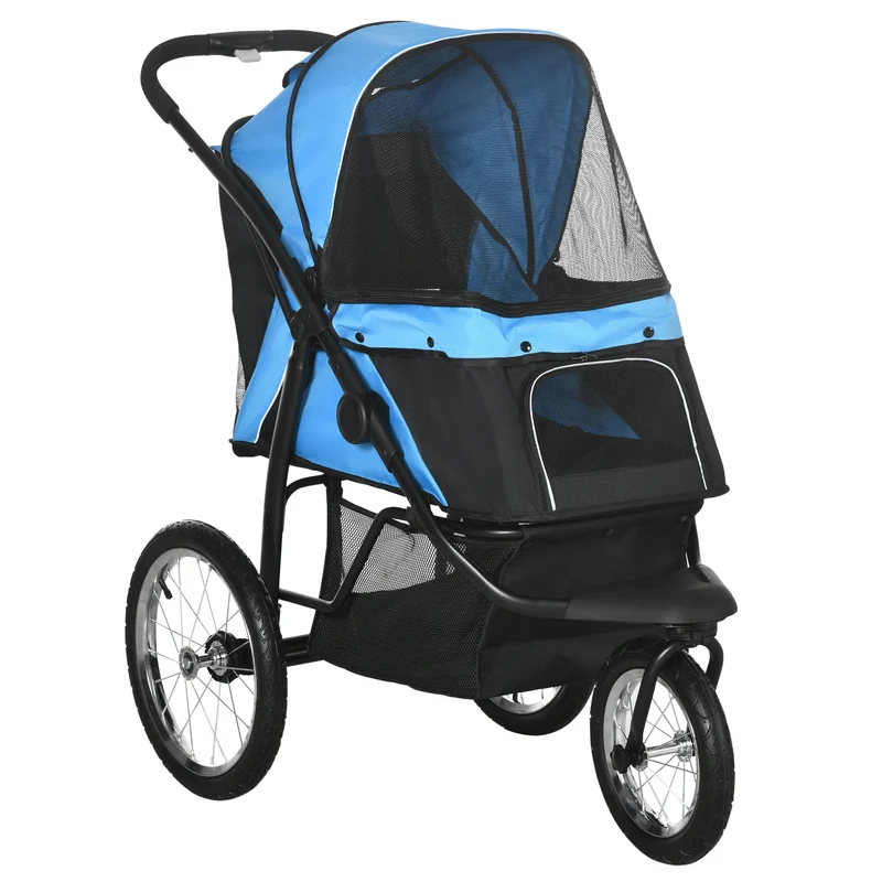 Pawhut Carrito Para Perros Plegable Con Cesta De Almacenaje 111x58x107 Cm Azul