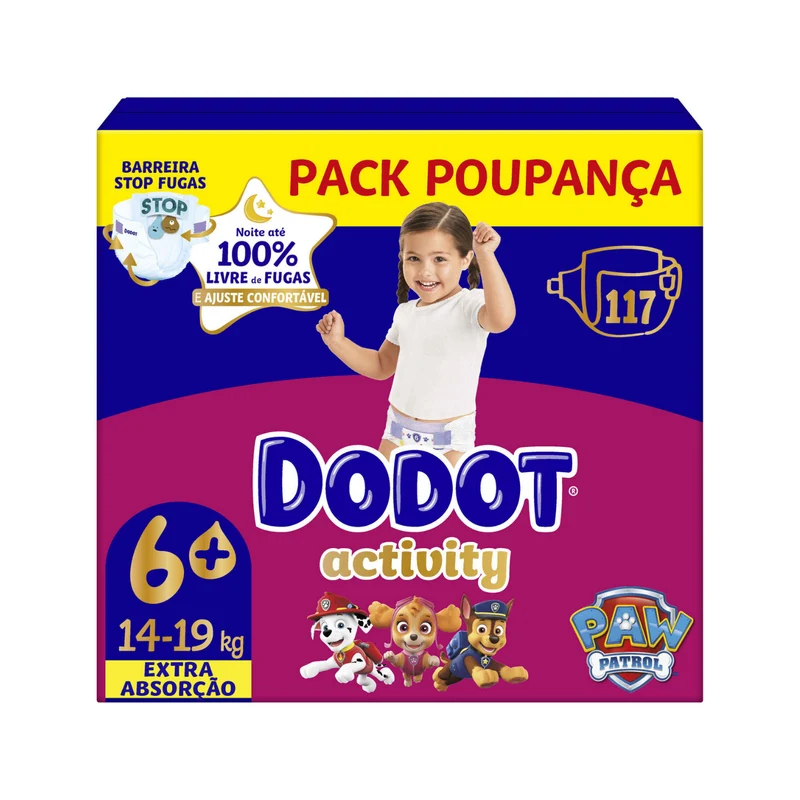 Dodot Activity Extra Fraldas T6 (14-19 kg) 117 un