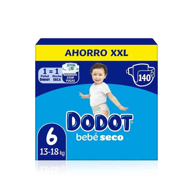Dodot Bebé Seco Fraldas Box XXL T6 (13-18 kg) 140 un