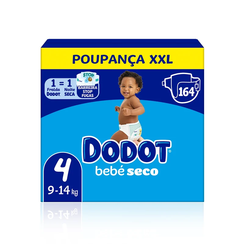 Dodot Bebé Seco Fraldas Box XXL T4 (9-14 kg) 164 un
