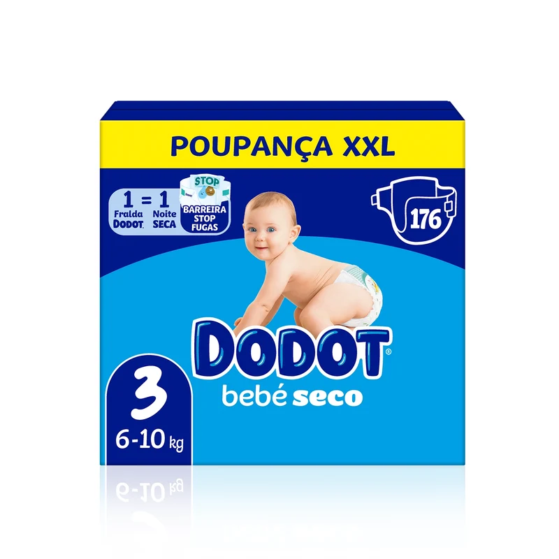 Dodot Bebé Seco Fraldas Box XXL T3 (6-10 kg) 176 un