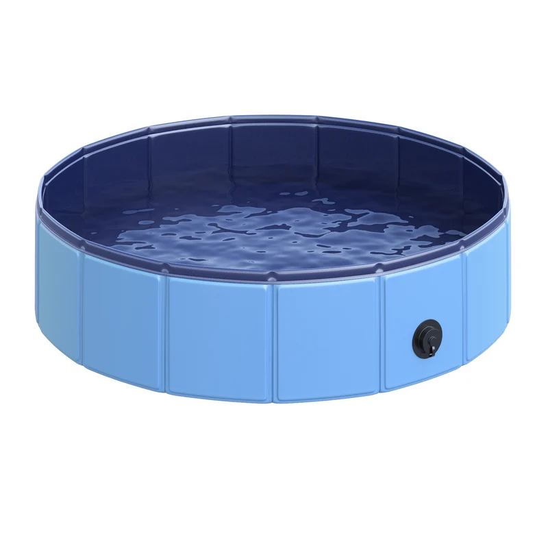 Pawhut Piscina Plegable Para Perros Gatos Bañera Portátil Antideslizante Ø80x20