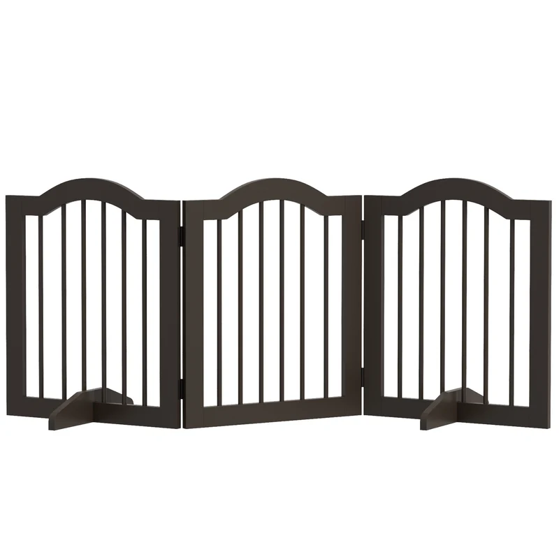 Pawhut Barrera De Seguridad Plegable De Perros Pequeños 154,5x29,5x61 Cm Café