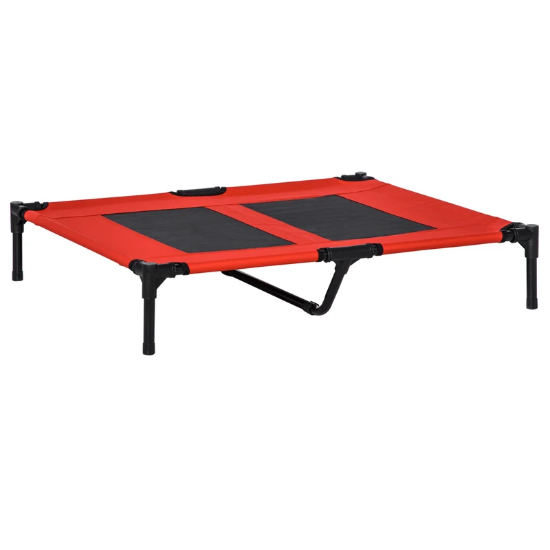 Pawhut Cama Elevada Para Perros Interior Y Exterior 91,5x76,2x18 Cm Rojo