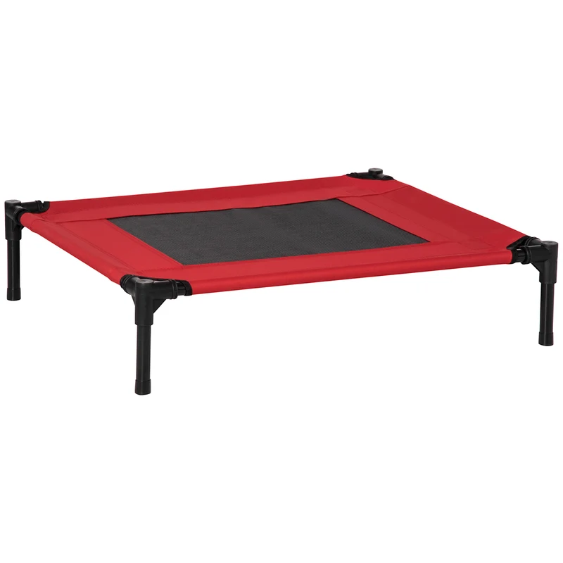 Pawhut Cama Elevada Perros Con Malla Transpirable Tela Oxford 76x61x18 Cm Rojo