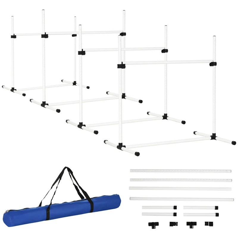 Pawhut Set Entrenamiento Agilidad Perros 4 Vallas De Salto Con Altura Ajustable