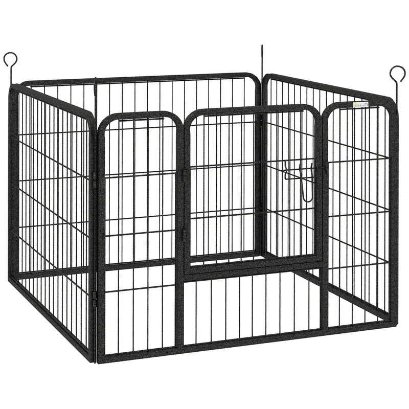 Pawhut Parque Para Perros 4 Paneles Plegable 82x82x60 Cm Con Puerta De Pestillo