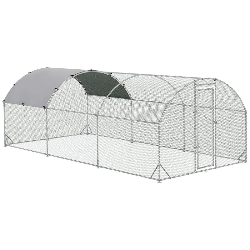 Pawhut Gallinero Para Exterior 5,7x2,8x1,97 M Para 12-18 Gallinas De Acero Galvanizado