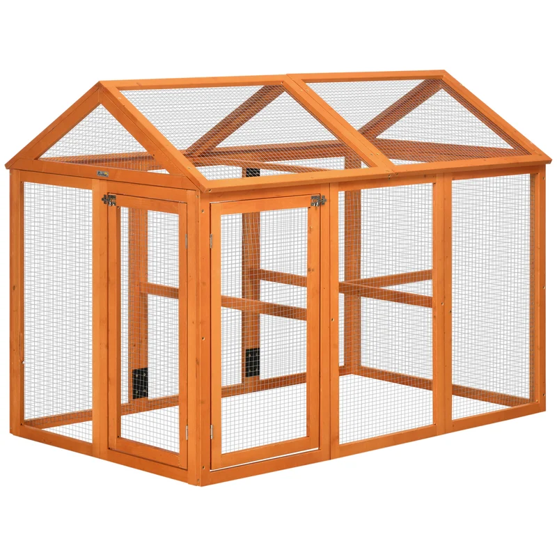 Pawhut Gallinero Para Exterior 140x88,5x106 Cm Para 1-3 Gallinas Madera Natural