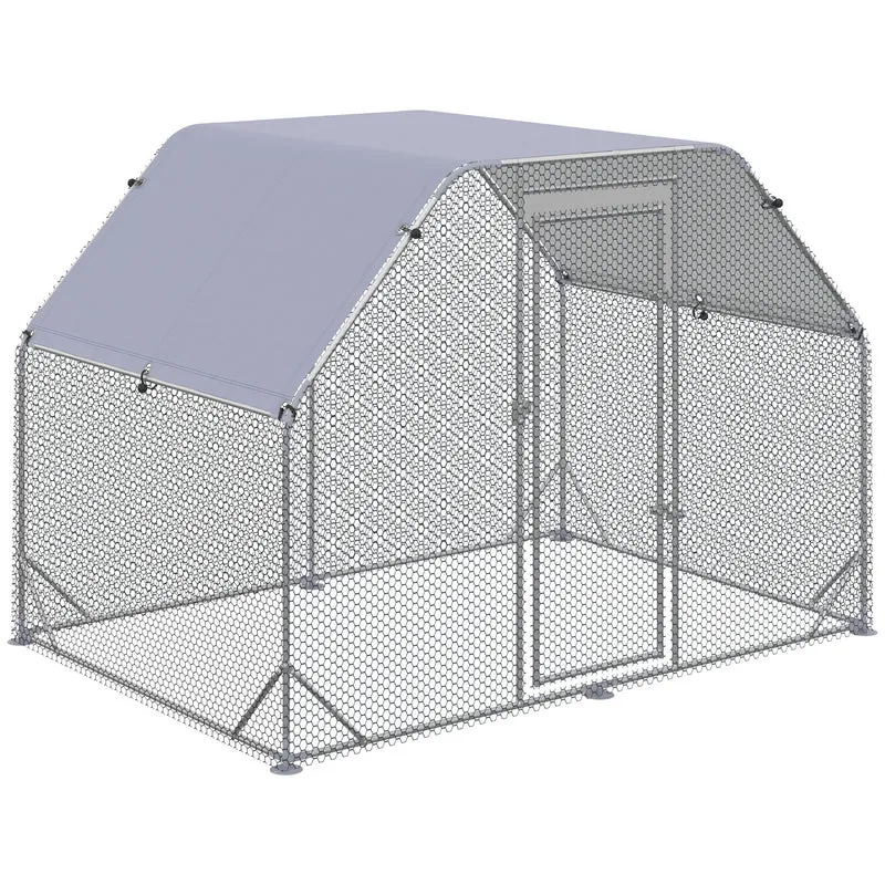 Pawhut Gallinero Exterior 2,8x1,9x1,95 M Con 1 Habitación Plata