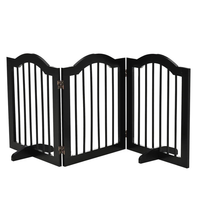 Pawhut Barrera De Seguridad Plegable De Perros Pequeños 154,5x29,5x61 Cm Negro