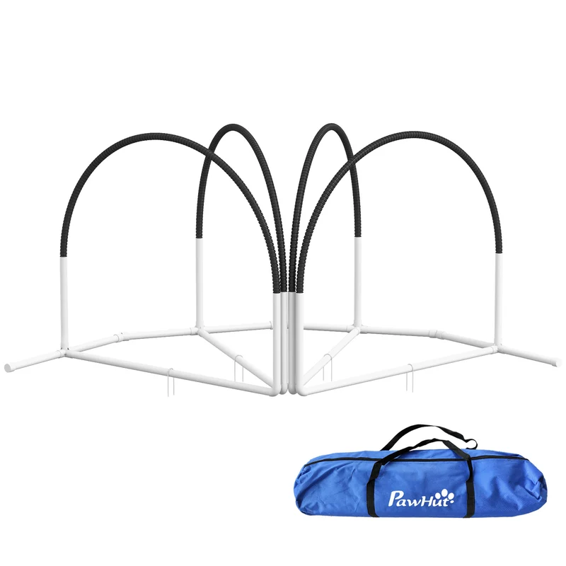 Pawhut Set De Entrenamiento De Agilidad Para Perros De 4 Piezas 89x69x99cm Negro