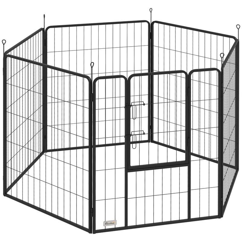Pawhut Parque Para Perros De 6 Paneles De 100 Cm De Altura Con Puerta Negro