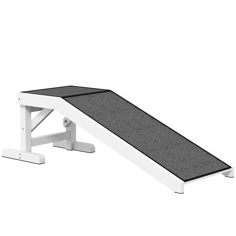 Pawhut Rampa Para Perros De Madera Con Alfombra Antideslizante 125x40x35,5 Cm