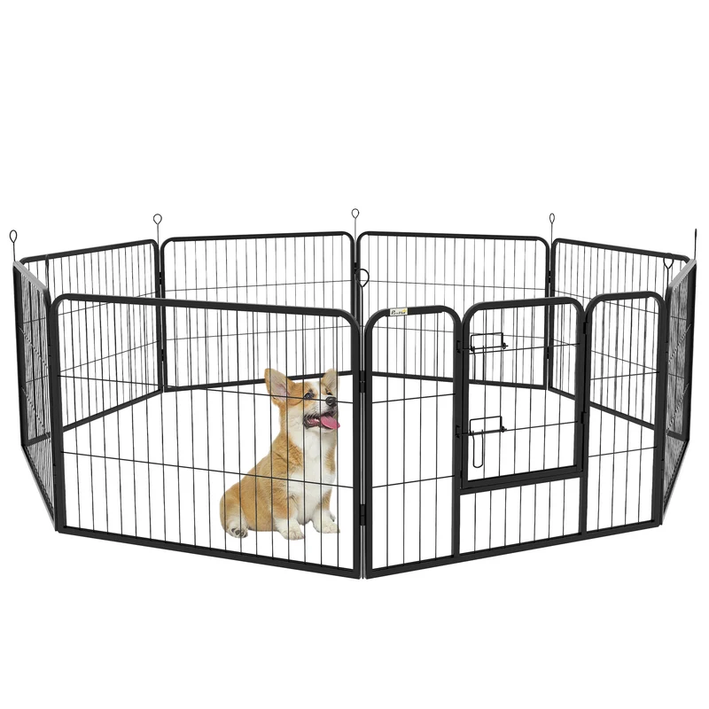 Pawhut Parque Para Perros De 8 Paneles 80x60 Cm Forma Personalizable Negro