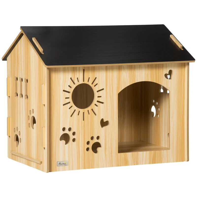 Pawhut Caseta De Madera Para Perros Pequeños Con Puerta Delantera 69x50x58,5 Cm