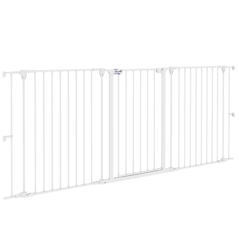 Pawhut Barrera Para Perros Plegable De Acero Con 3 Paneles 206x90cm Blanco