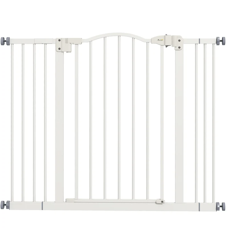 Pawhut Barrera Para Perros Con Ancho Ajustable 74-100 Cm Blanco