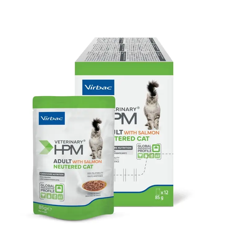 Virbac Veterinary Hpm Cat Adult Neutered Salmon Wet 12X85G