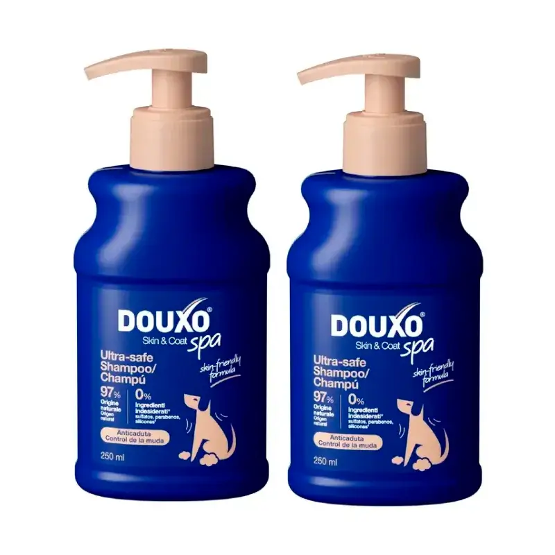 Douxo Skin & Coat Spa Champô Controlo da muda para Cães, Embalagem 2 x 250 ml