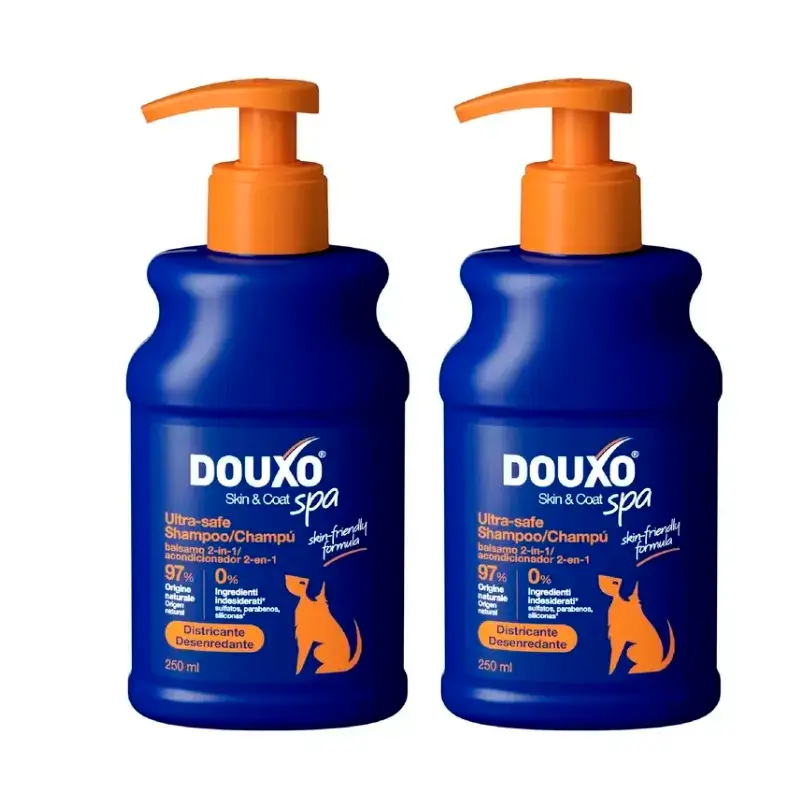 Douxo Skin & Coat Spa Champô e Condicionador 2 em 1 para Cães, Embalagem 2 x 250 ml