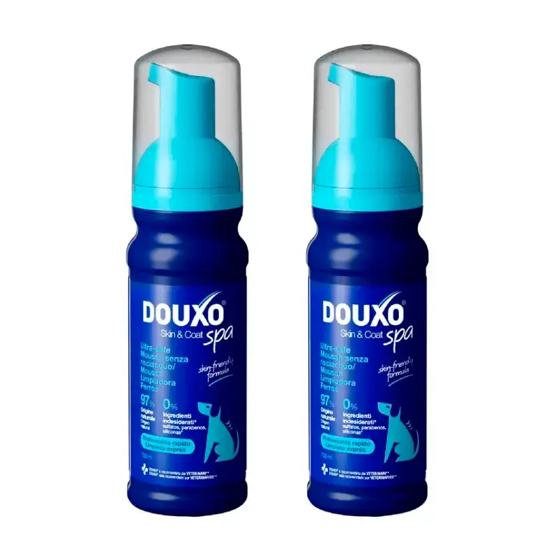 Douxo Skin & Coat Spa Espuma de Limpeza Expressa Ultra Suave, Embalagem 2 x 150 ml
