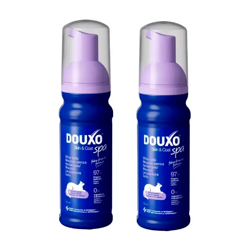 Douxo Skin & Coat Spa Ultra Gentle Cleansing Para uma limpeza sem stress dos gatos, embalagem de 2 x 150 ml