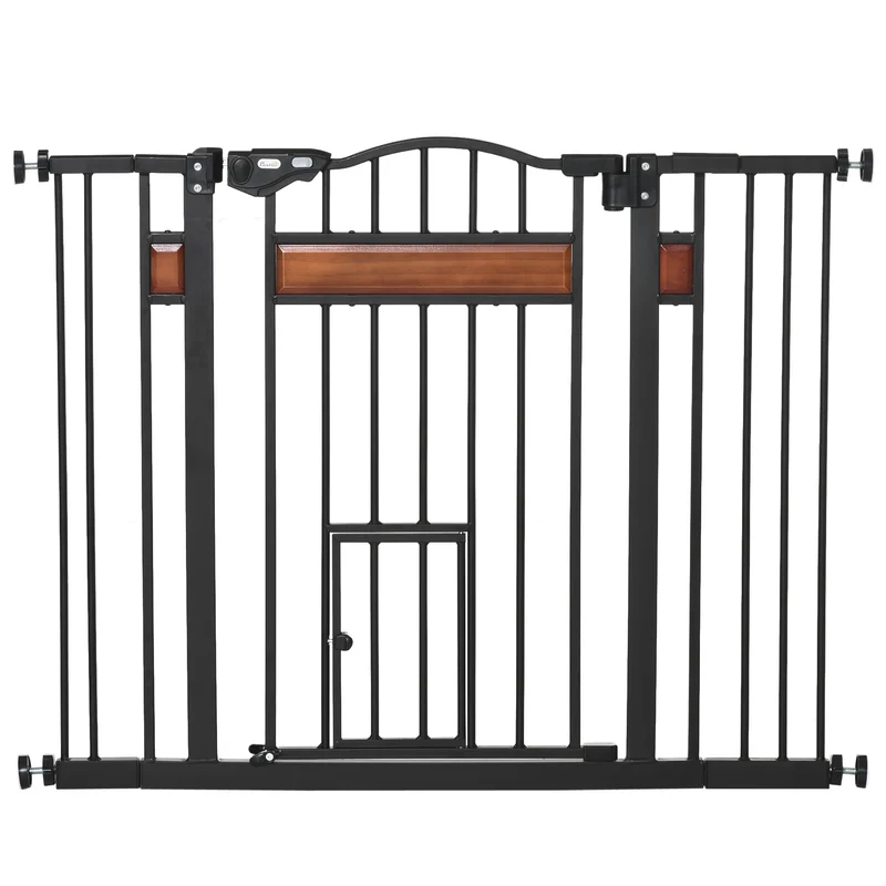 Pawhut Barrera De Seguridad Extensible Para Puertas Y Escaleras 93x76,2 Cm Negro