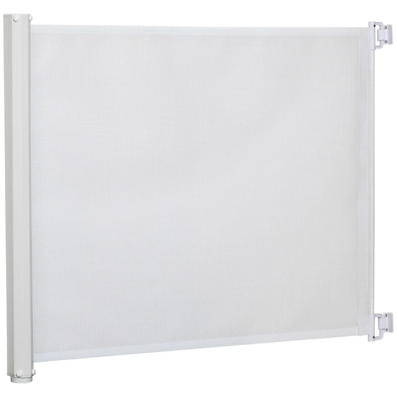 Pawhut Barrera Para Perros Retráctil Con Ancho Ajustable 5,5-115 Cm Blanco