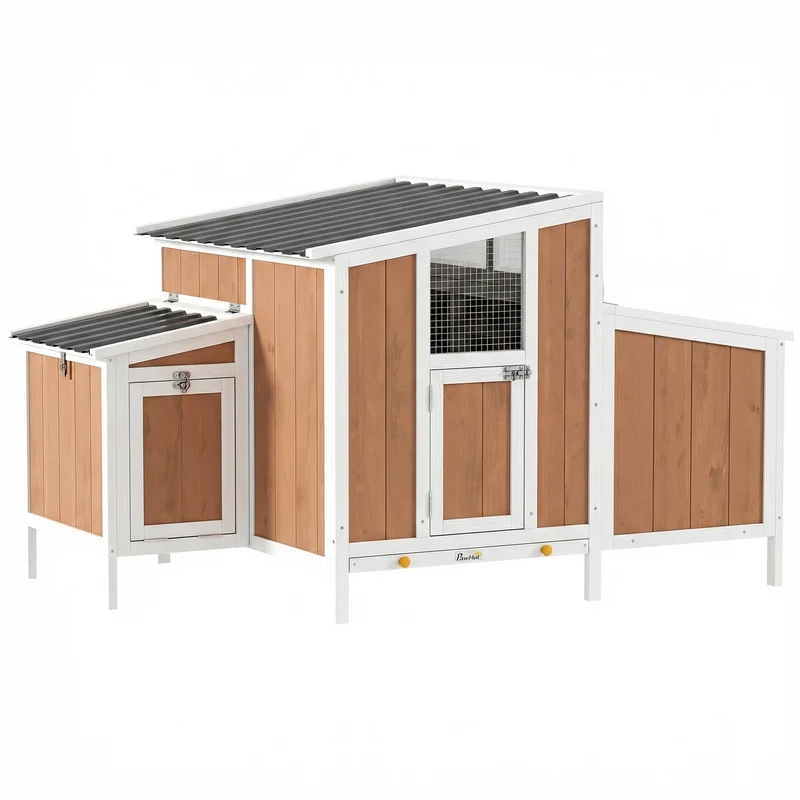 Pawhut Gallinero Para Exterior De Madera 145x90x92 Cm Para 2-4 Gallinas Marrón