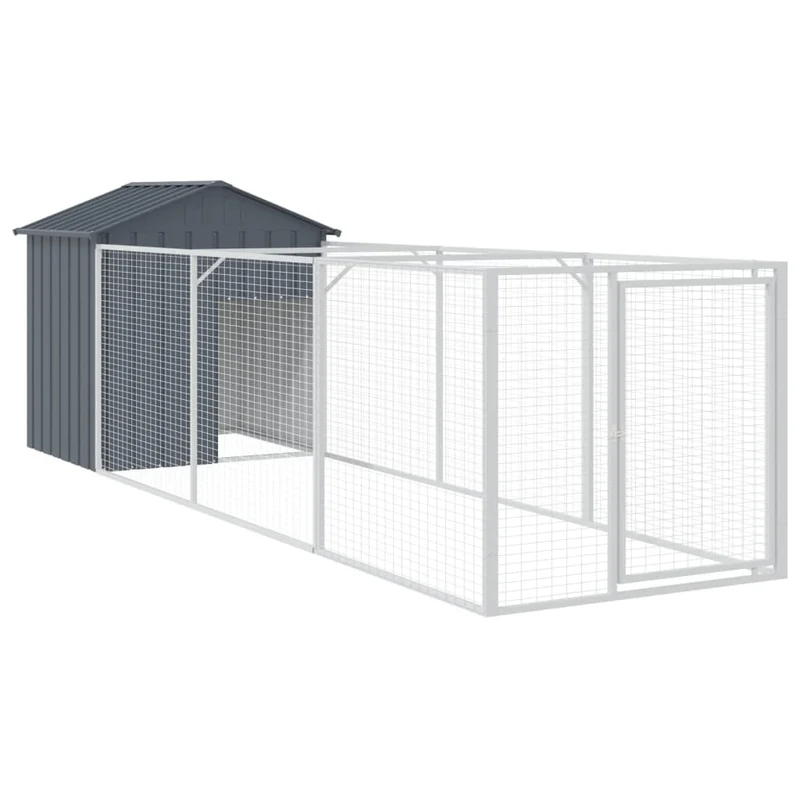Caseta Perros Con Tejado Acero Galvanizado Gris 117x405x123 Cm